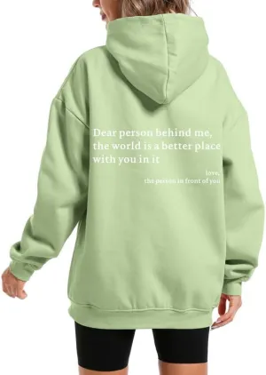 Dear Person Behind Me You Are Enough Hoodie for Women Teen Girls Oversized Aesthetic Graphic Sweatshirt Pullover Top