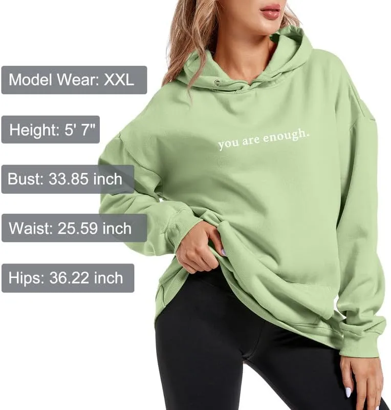 Dear Person Behind Me You Are Enough Hoodie for Women Teen Girls Oversized Aesthetic Graphic Sweatshirt Pullover Top