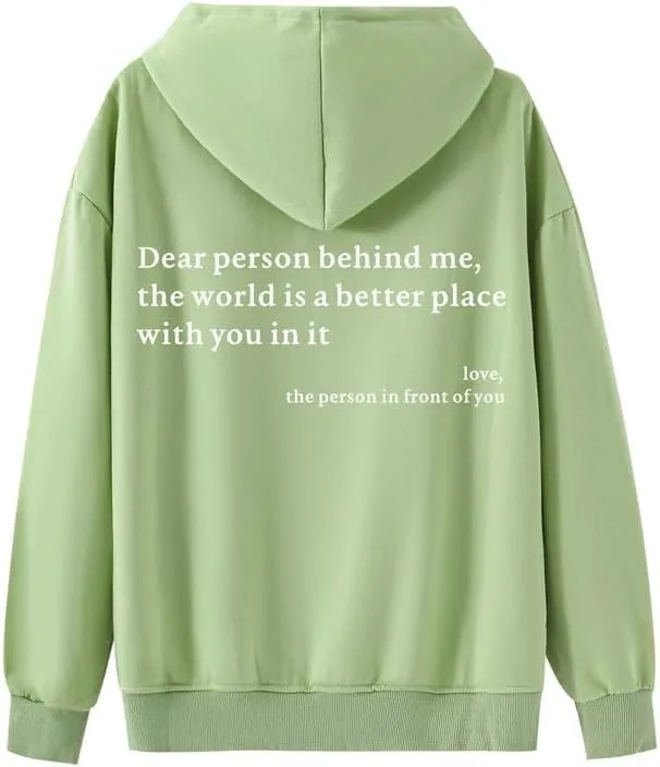 Dear Person Behind Me You Are Enough Hoodie for Women Teen Girls Oversized Aesthetic Graphic Sweatshirt Pullover Top