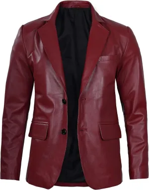 Decrum Leather Blazer for Men - Real Lambskin Coat Style Casual Mens Blazer Jacket