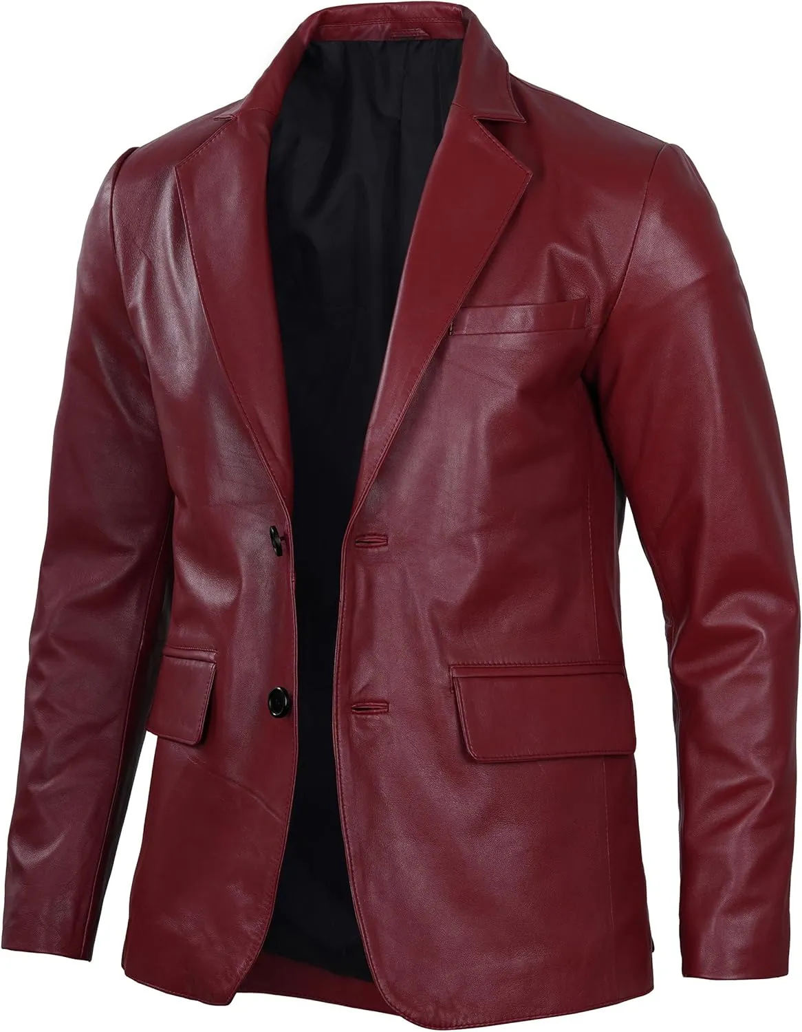 Decrum Leather Blazer for Men - Real Lambskin Coat Style Casual Mens Blazer Jacket