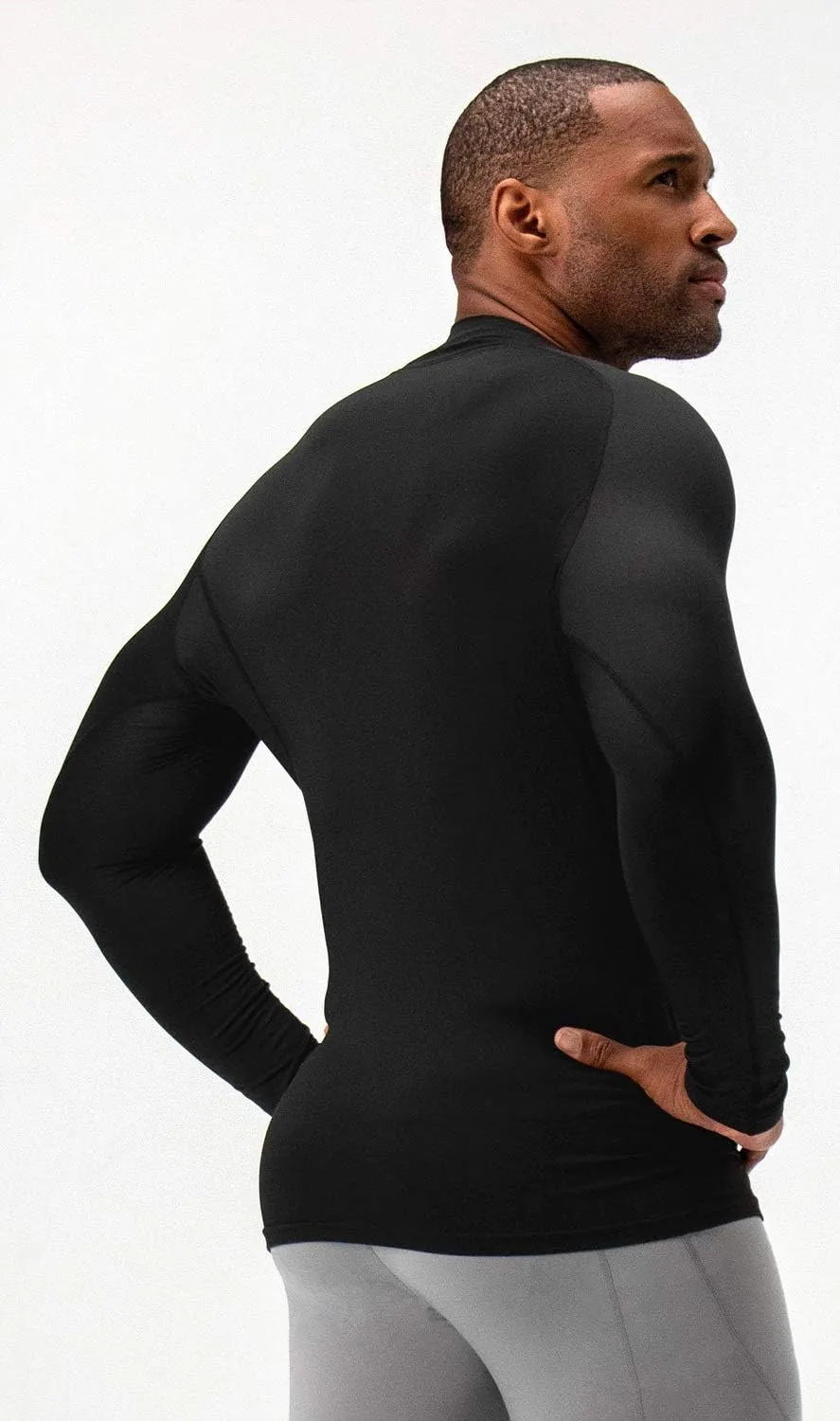 DEVOPS 2 Pack Men's Thermal Turtle Mock Neck Shirts, Compression Long Sleeve Tops and Hoodies