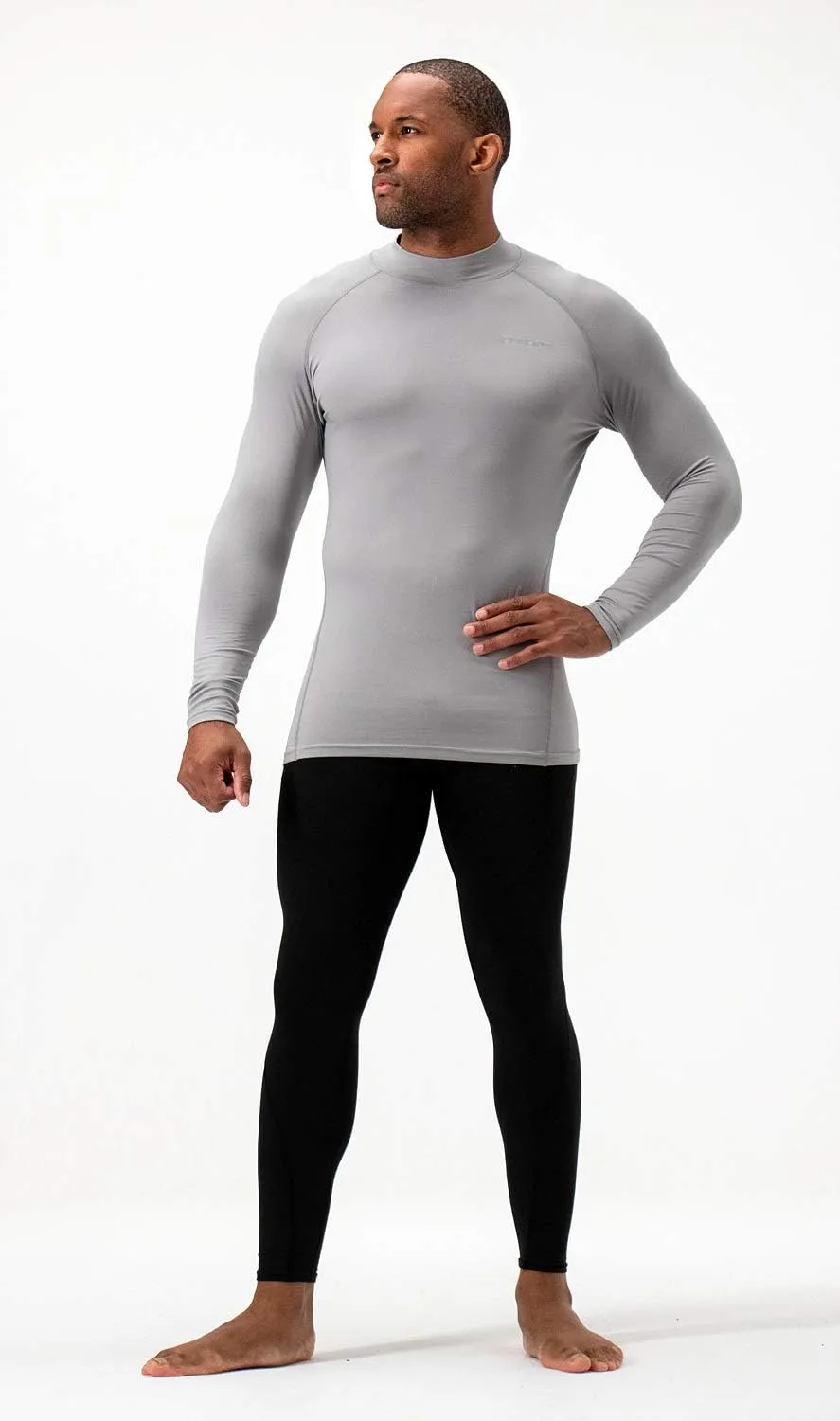DEVOPS 2 Pack Men's Thermal Turtle Mock Neck Shirts, Compression Long Sleeve Tops and Hoodies