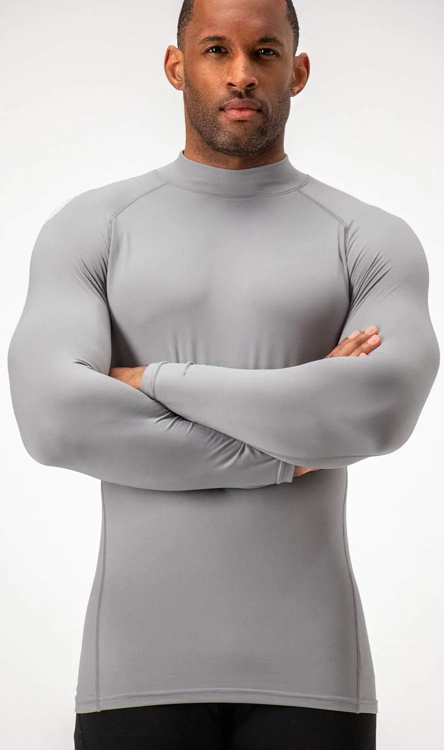 DEVOPS 2 Pack Men's Thermal Turtle Mock Neck Shirts, Compression Long Sleeve Tops and Hoodies