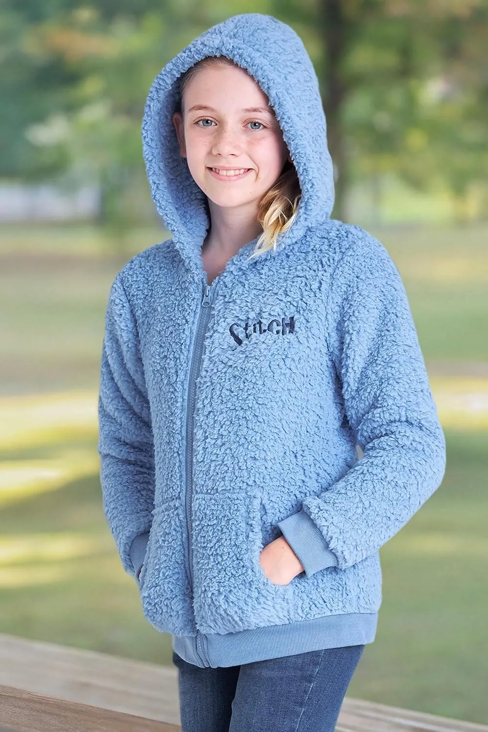 Disney Stitch Sherpa Hoodie for Girls, Zip Up Fleece Fluffy Hoodie for Kids Teens