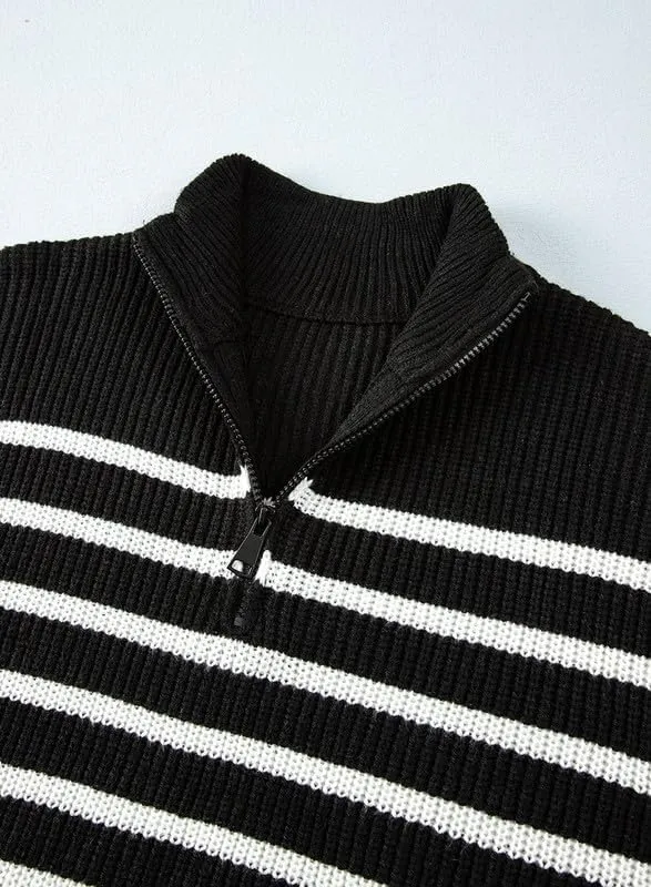Dokotoo Womens Sweaters Long Sleeve 1/4 Zip Pullover Polo V Neck Dressy Casual Tops