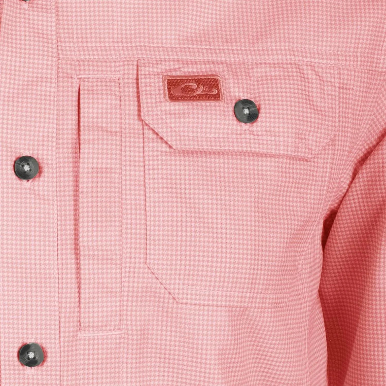 Drake Waterfowl Men's Frat Houndstooth Check Long Sleeve Moisture-Wicking Quick-Drying Button-Down Shirt