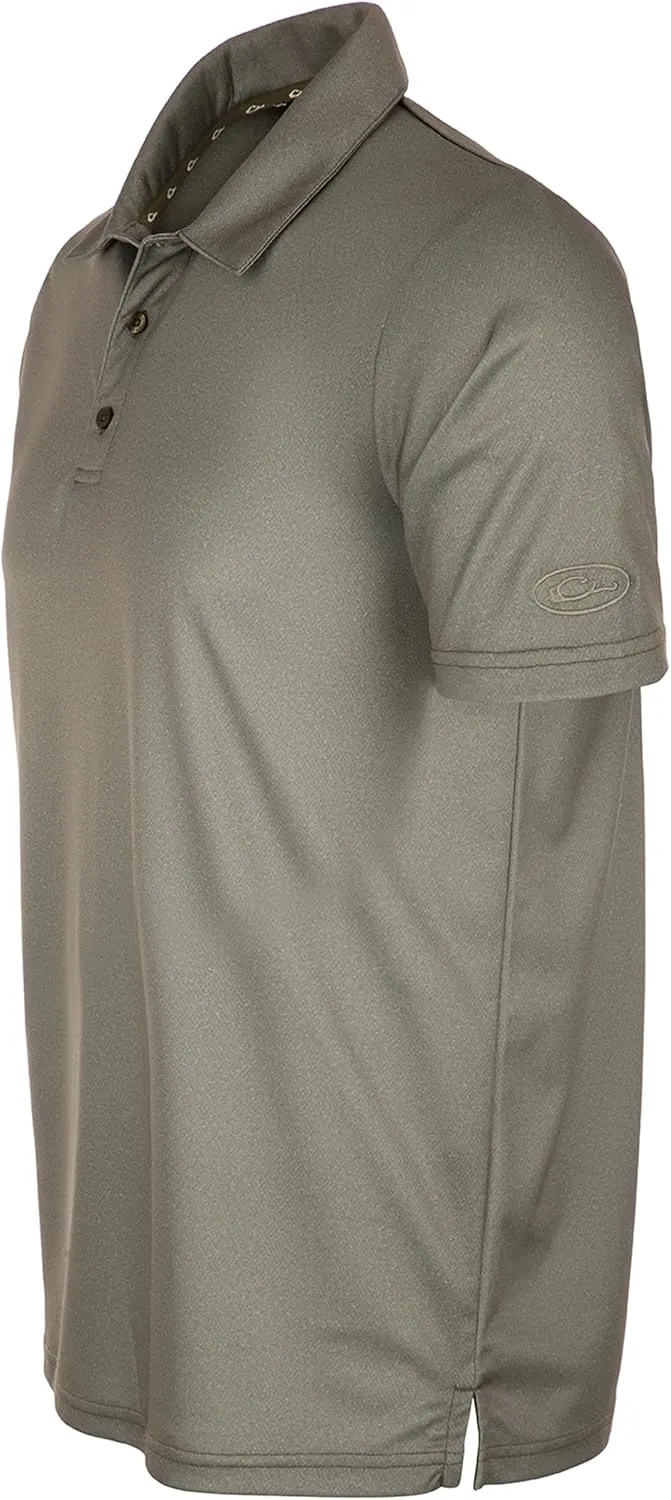 Drake Waterfowl Men's Performance Heather Short Sleeve Polo Shirt - Moisture-Wicking Quick Dry UPF Sun Protective Active Tee