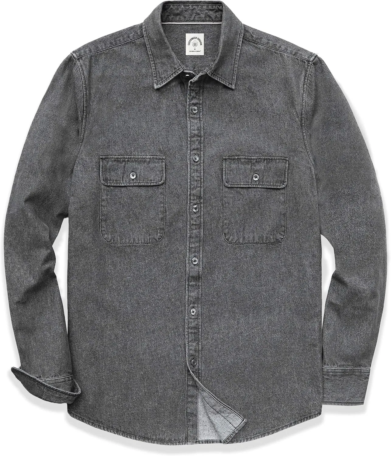 Dubinik Denim Shirt Men Mens Denim Shirts Long Sleeve Mens Denim Button Down Shirt Cotton Regular Fit Casual Work Shirts
