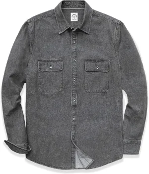 Dubinik Denim Shirt Men Mens Denim Shirts Long Sleeve Mens Denim Button Down Shirt Cotton Regular Fit Casual Work Shirts