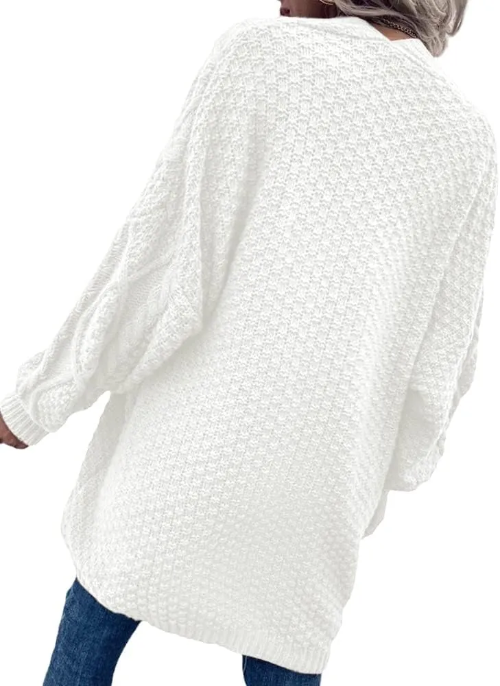 Dyexces Womens Oversized Cardigan Sweaters Open Front Cable Knit Lantern Long Sleeve Chunky Outwear Coats