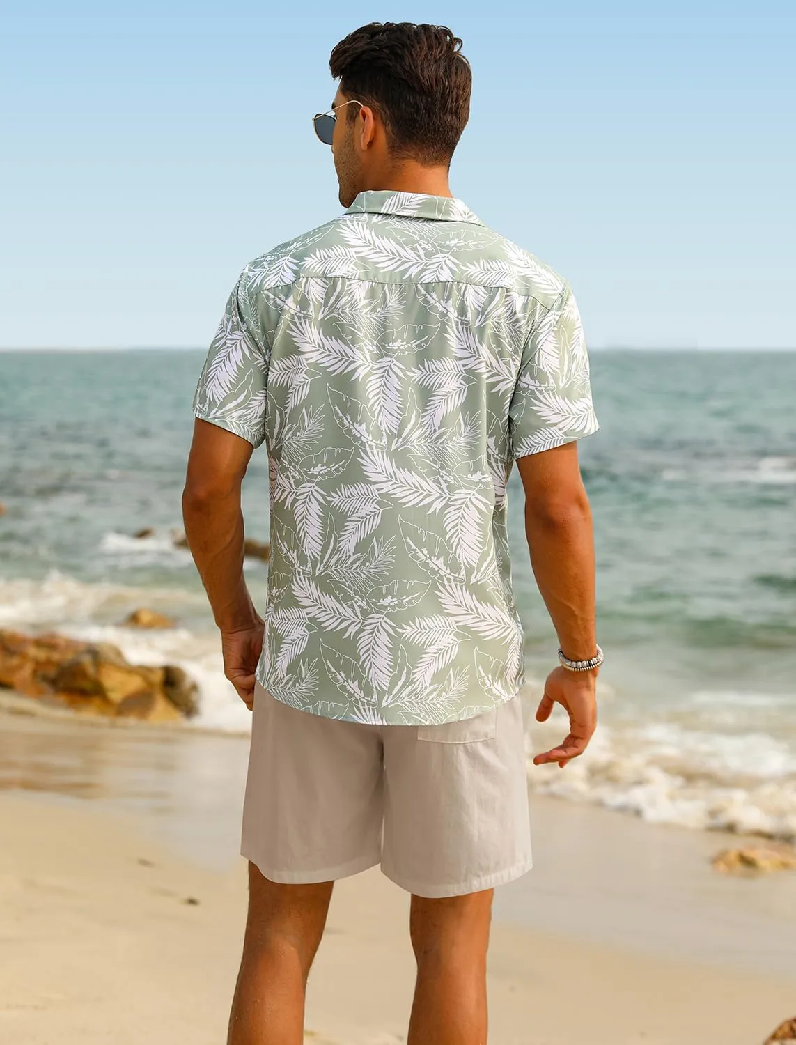 EISHOPEER Men's Flower Shirt Hawaiian Sets Casual Button Down Short Sleeve Shirt and Solid Quick Dry Beach Shorts S-3XL