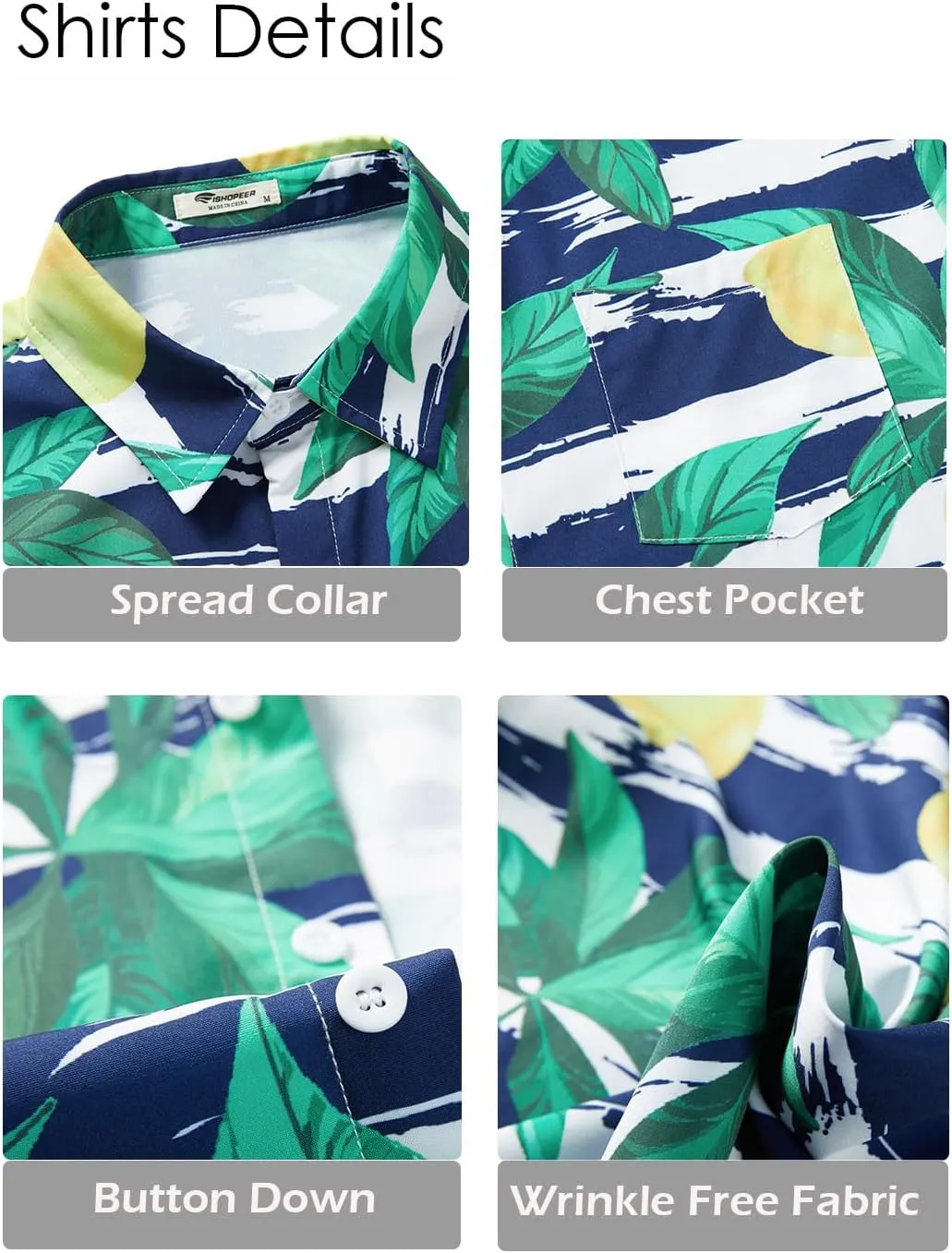 EISHOPEER Men's Flower Shirt Hawaiian Sets Casual Button Down Short Sleeve Shirt and Solid Quick Dry Beach Shorts S-3XL