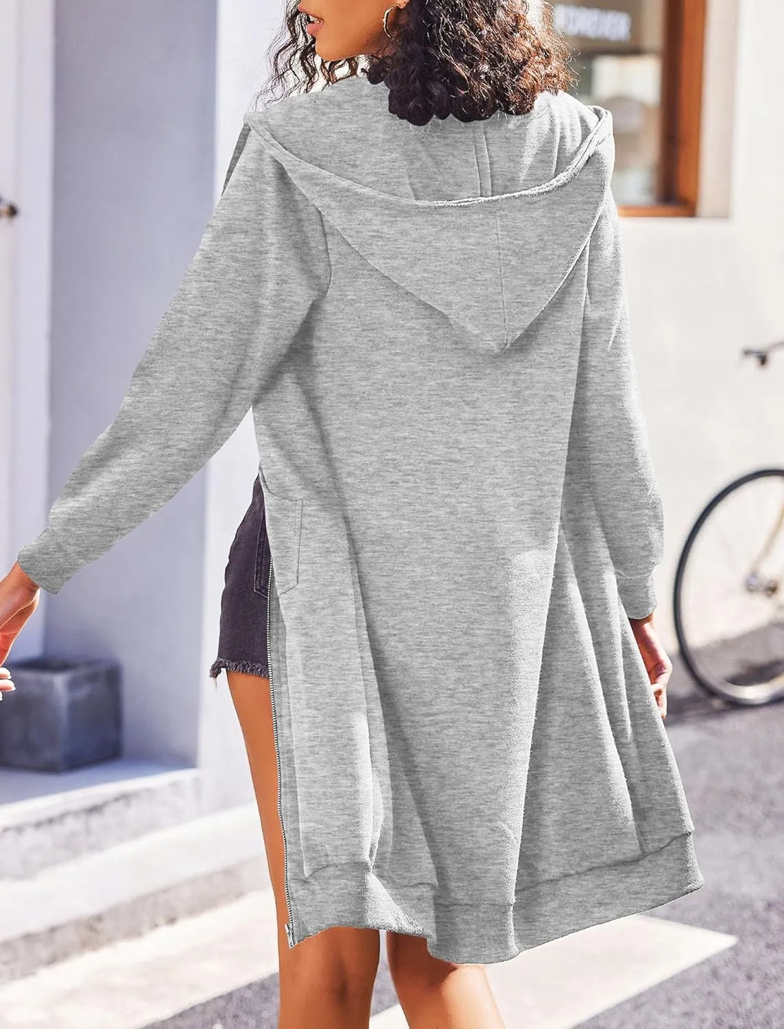 ELESOL Women Casual Zip up Fleece Hoodies Tunic Sweatshirt Long Hoodie Jacket S-XXXL