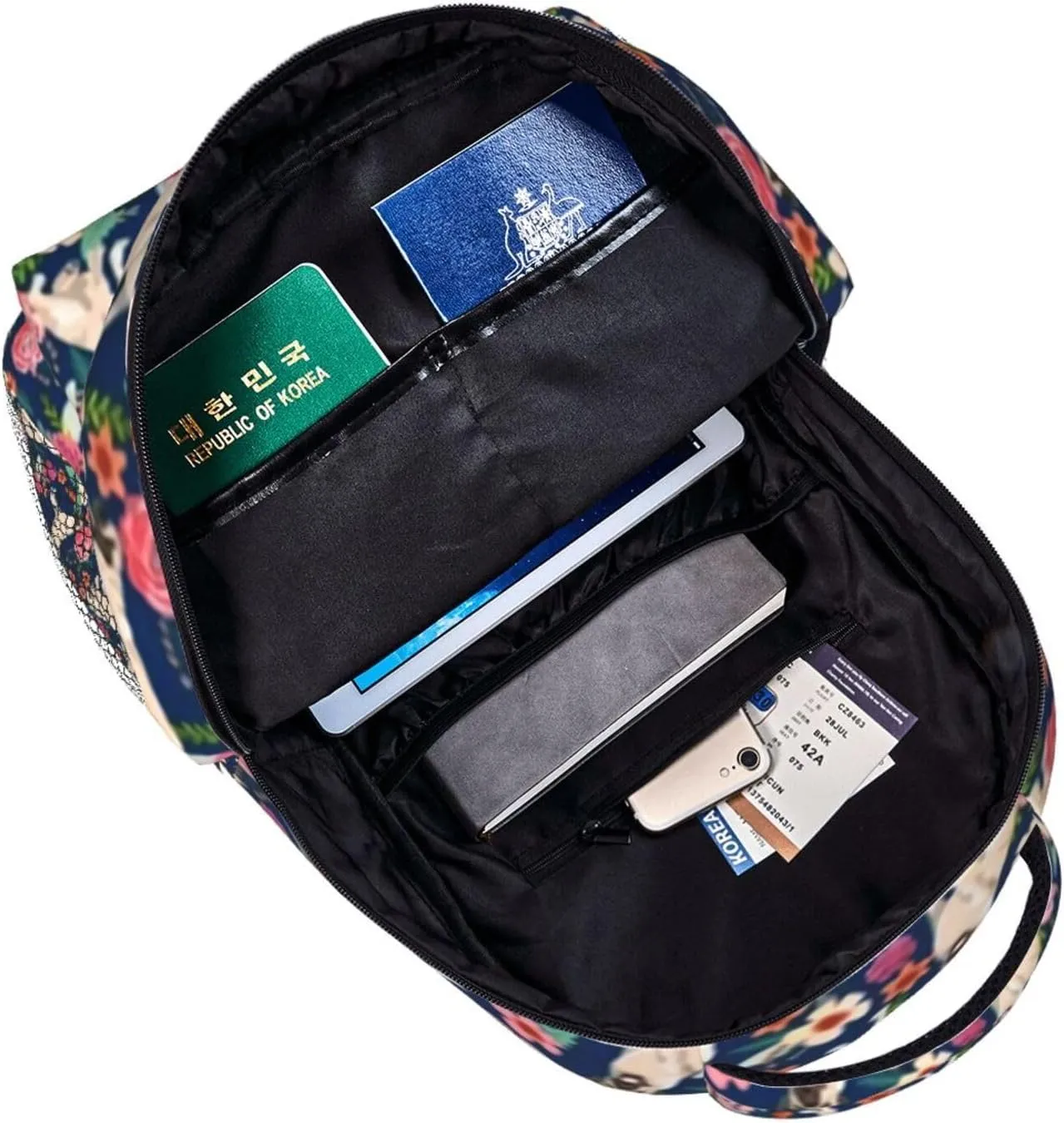 English Mastiff Florals Dog Breed Navy Backpack Laptop Backpack Sports Travel Shoulder bag Light casual backpack