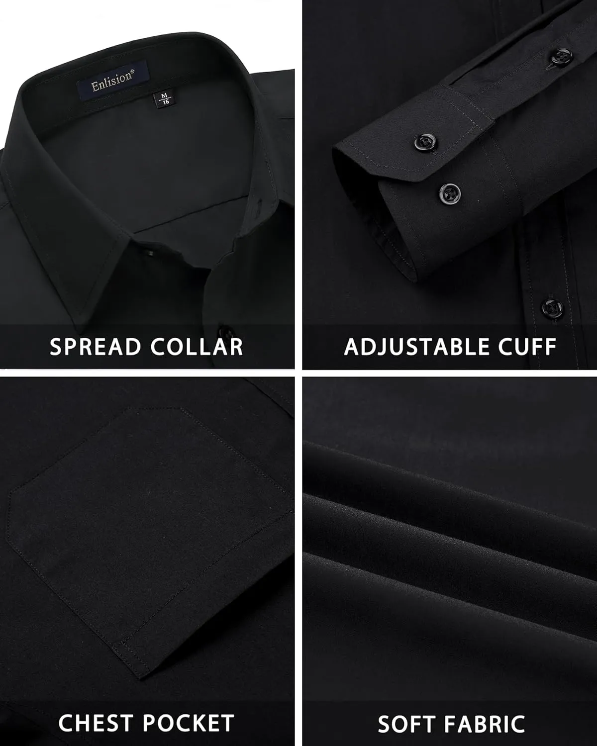 Enlision Mens Dress Shirts Long Sleeve Button Down Shirt for Men Regular Fit Business Casual Shirt and Tie Sets for Wedding