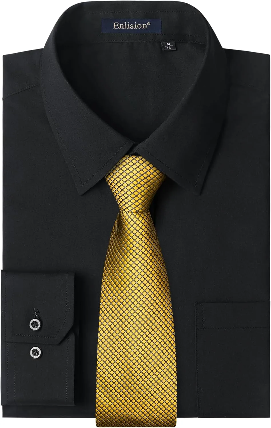 Enlision Mens Dress Shirts Long Sleeve Button Down Shirt for Men Regular Fit Business Casual Shirt and Tie Sets for Wedding