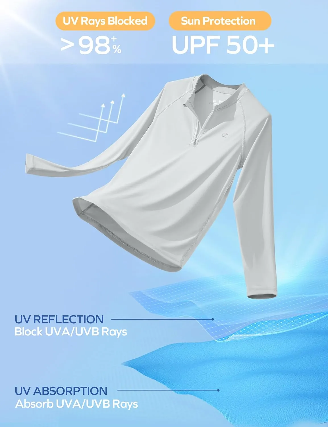 Ewedoos UPF50  Boys Swim Shirt Rash Guard Long Sleeve Quick Dry Sun Shirts Kids Boys Fishing Shirt for Summer Outdoor
