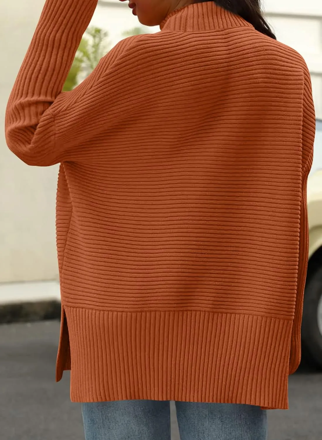 Eytino Womens Plus Size Sweaters Long Sleeve Crew Neck Split Hem Casual Oversized Ribbed Knit Tunic Pullover Tops(1X-5X)