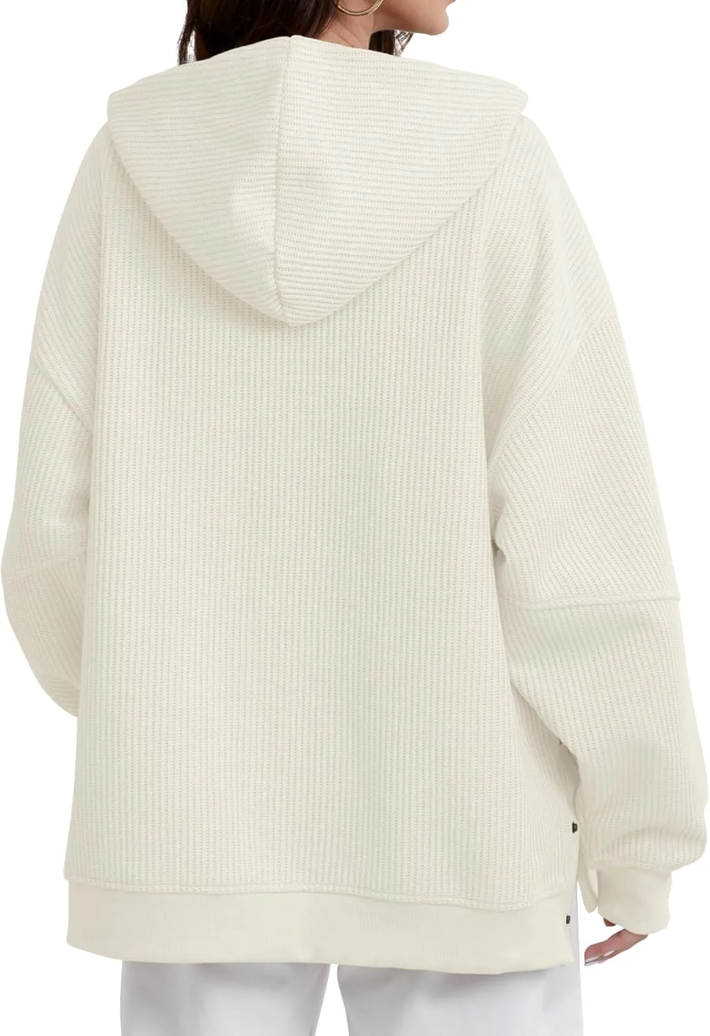 FAIABLE Womens Hoodies Oversized Sweatshirts Button Hooded Pullover Sweatshirt Long Sleeve Casual Tops 2025