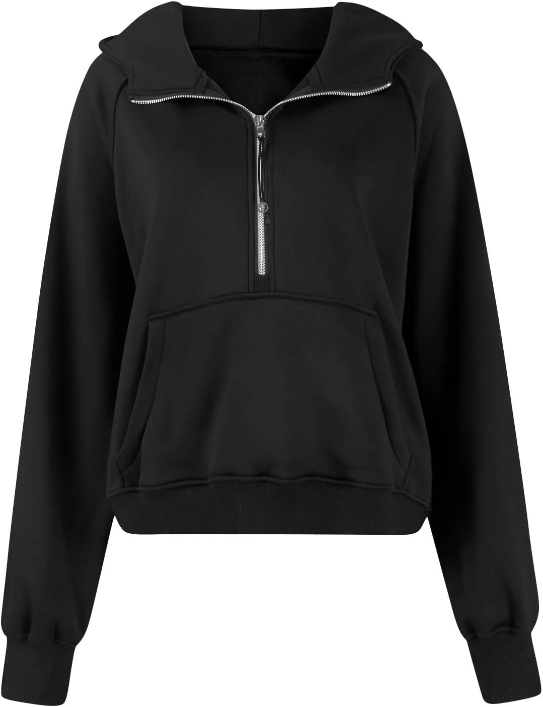 fanmpghleoo Oversized Hoodies for Women Half Zip Mock Neck Fleece Hooded Sweatshirt Loose Fit Thumb Hole Pullover Hoodie