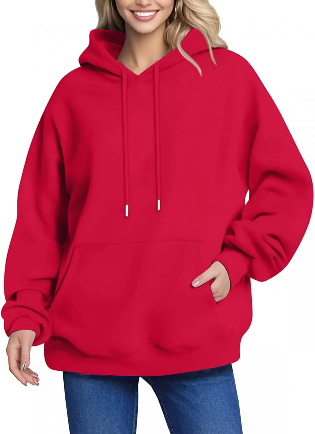 Febecool Womens Oversized Hoodies Sweatshirts Women's Hoodie Women's Solid Color Long-sleeved Baggy Pullover Sweater Top