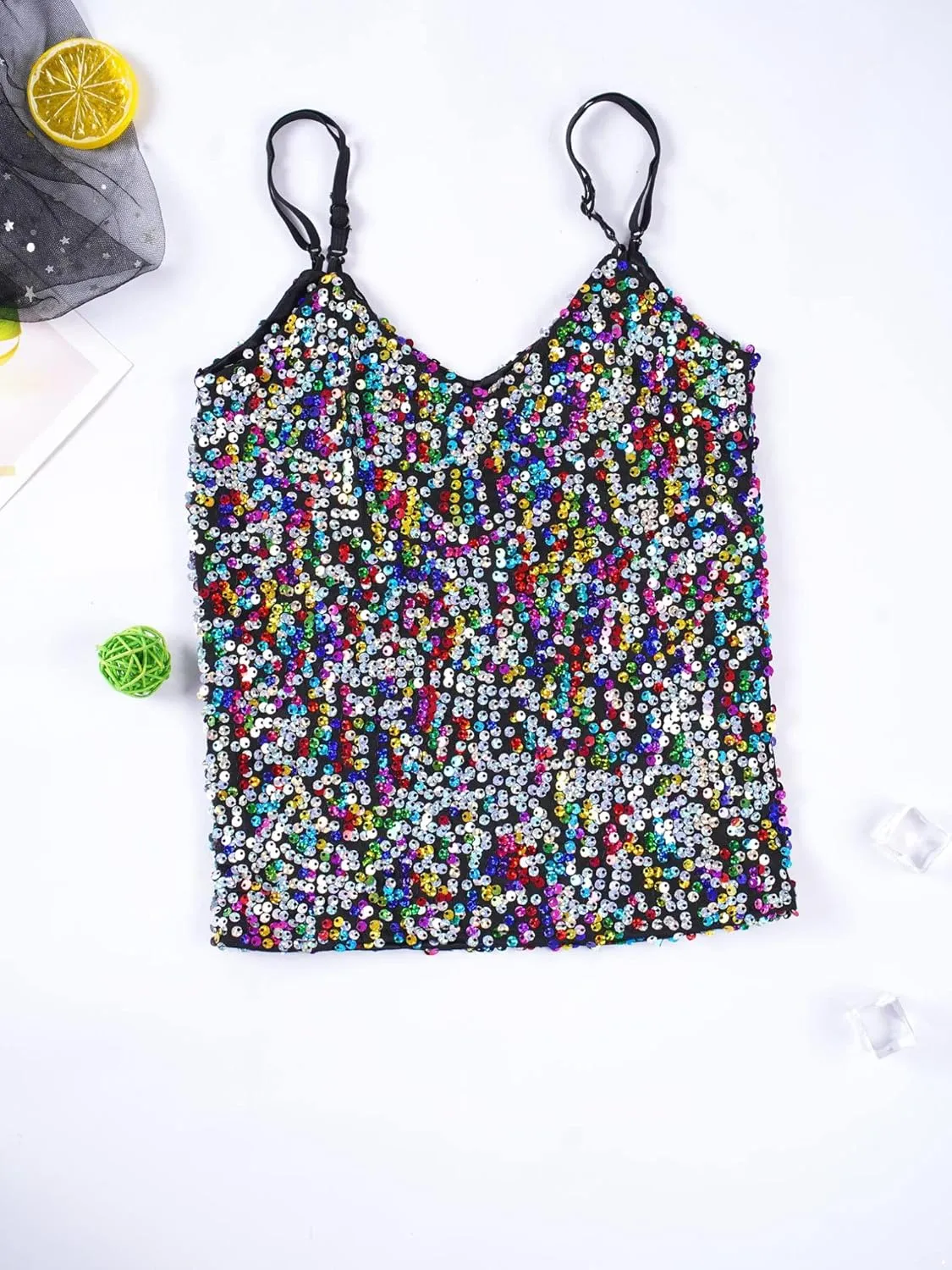 FEESHOW Little/Big Girls Shiny Metallic Camisole Tank Tops Party Fancy Vest Top Tee Shirts Sports Dance Costume