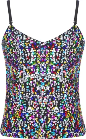 FEESHOW Little/Big Girls Shiny Metallic Camisole Tank Tops Party Fancy Vest Top Tee Shirts Sports Dance Costume
