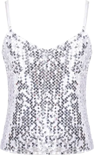 FEESHOW Little/Big Girls Shiny Metallic Camisole Tank Tops Party Fancy Vest Top Tee Shirts Sports Dance Costume