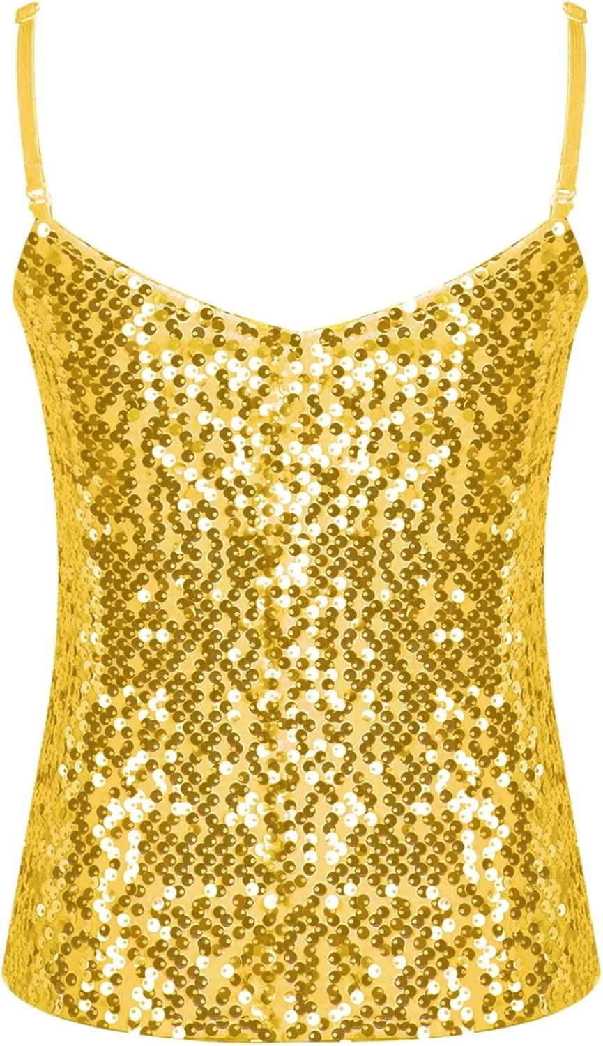 FEESHOW Little/Big Girls Shiny Metallic Camisole Tank Tops Party Fancy Vest Top Tee Shirts Sports Dance Costume