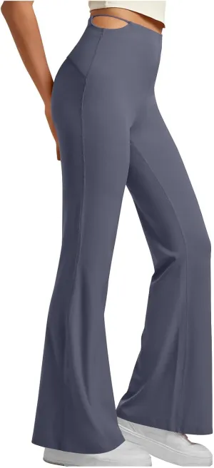 Flare Leggings for Women Cut Out Side High Waisted Bell Bottom Bootcut Yoga Pants Wide Leg Workout Leggings