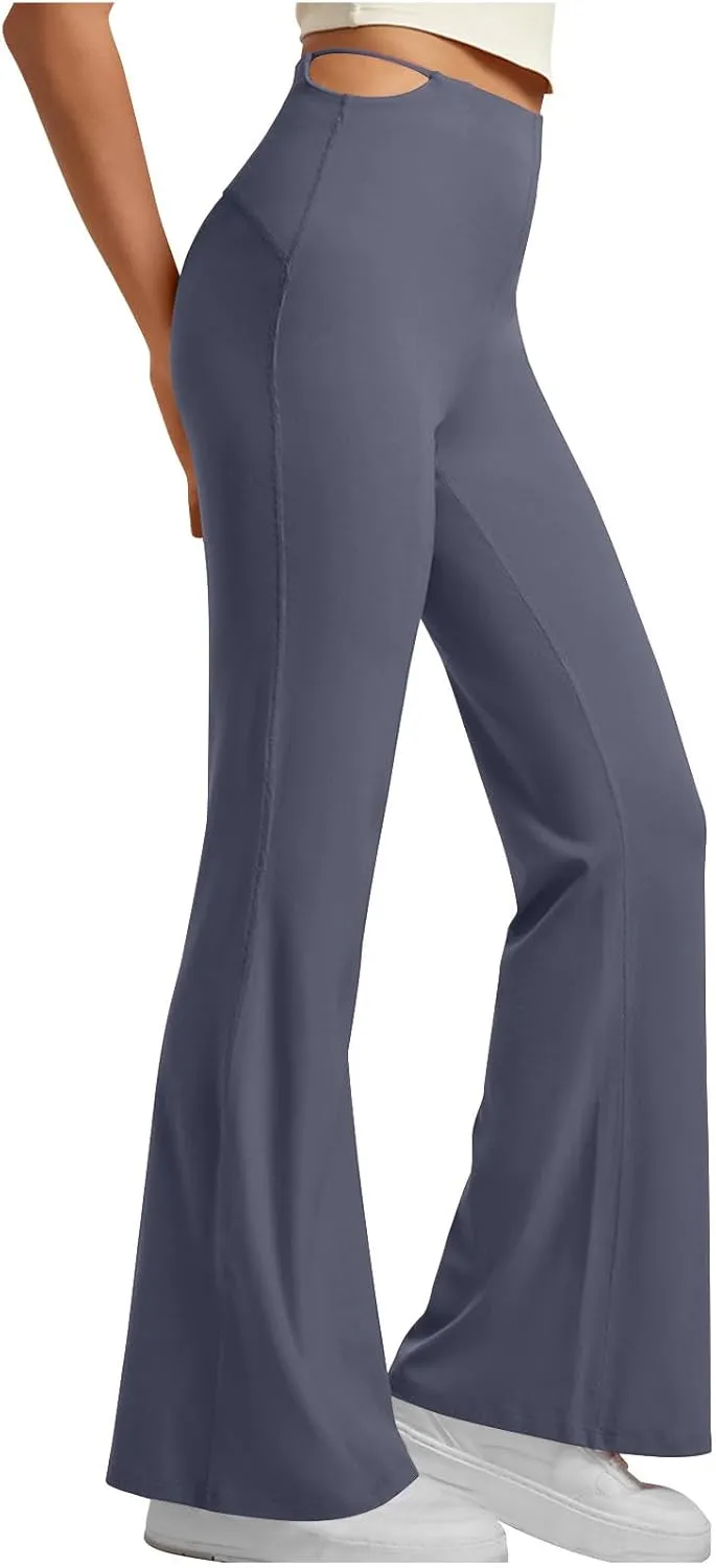 Flare Leggings for Women Cut Out Side High Waisted Bell Bottom Bootcut Yoga Pants Wide Leg Workout Leggings