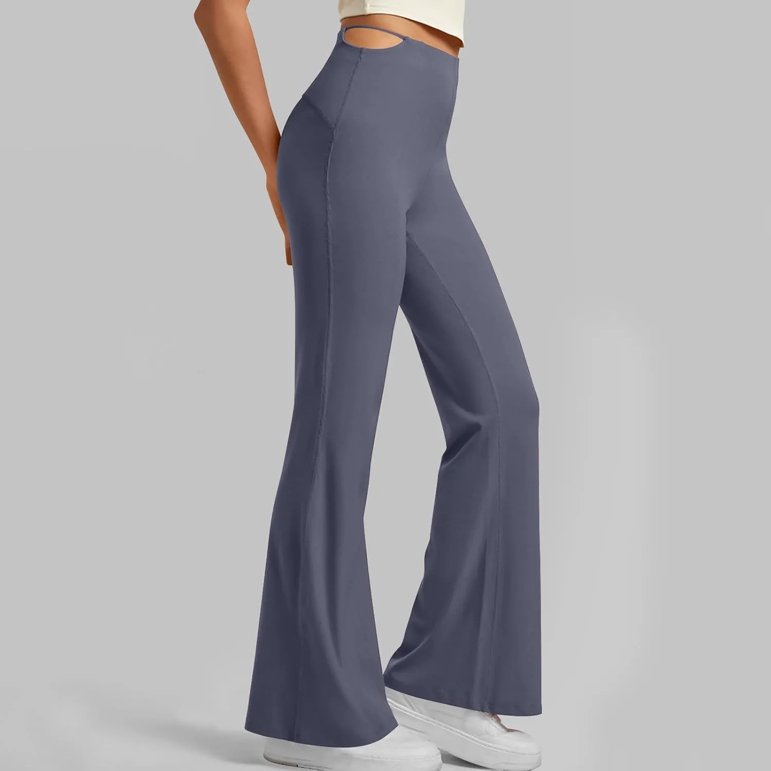Flare Leggings for Women Cut Out Side High Waisted Bell Bottom Bootcut Yoga Pants Wide Leg Workout Leggings