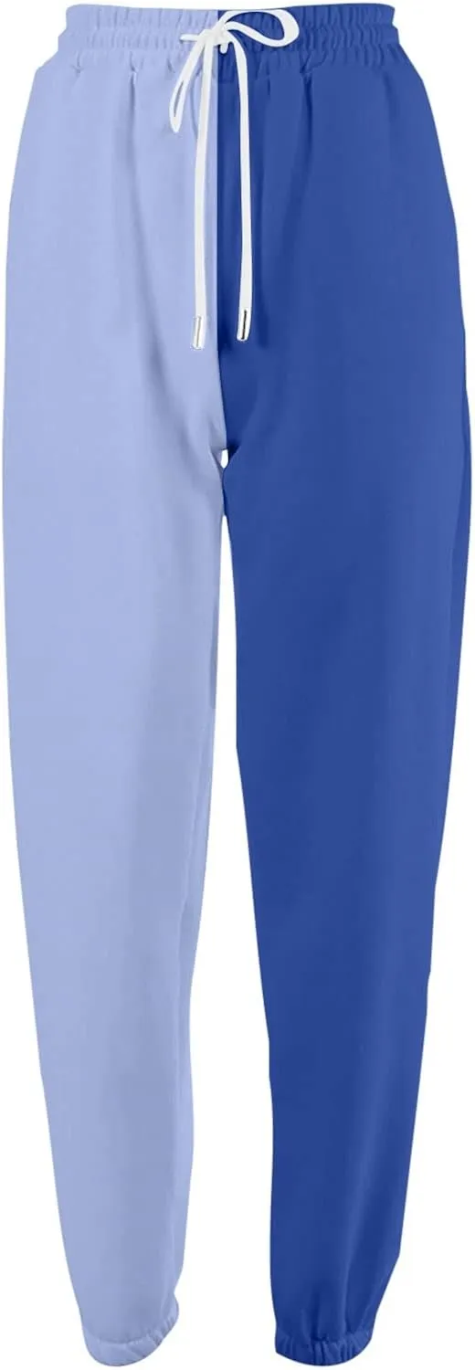 Fleece Straight Leg Sweatpants for Women Elastic High Waisted Joggers with Pockets Lightweight Cinch Bottom Trousers