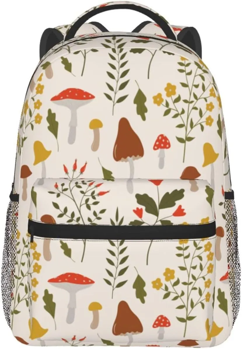 Flowers, Branches, Leaves And Mushrooms Backpack Laptop Backpack Sports Travel Shoulder bag Light casual backpack