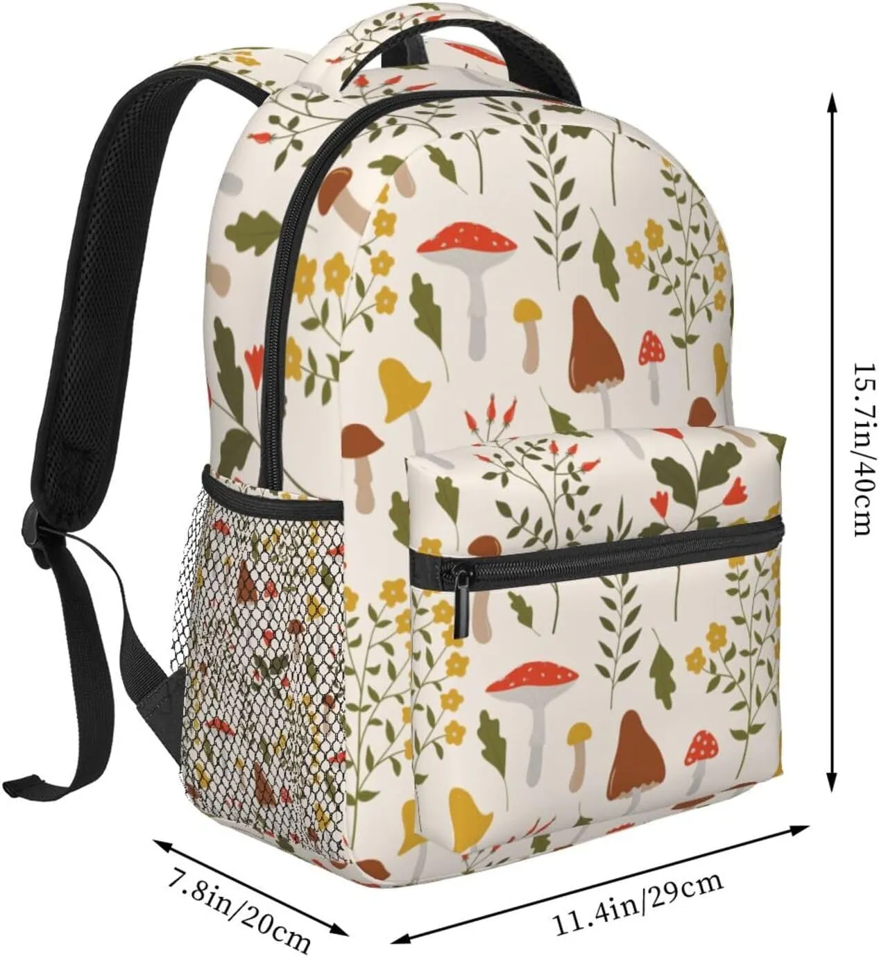 Flowers, Branches, Leaves And Mushrooms Backpack Laptop Backpack Sports Travel Shoulder bag Light casual backpack