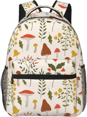 Flowers, Branches, Leaves And Mushrooms Backpack Laptop Backpack Sports Travel Shoulder bag Light casual backpack