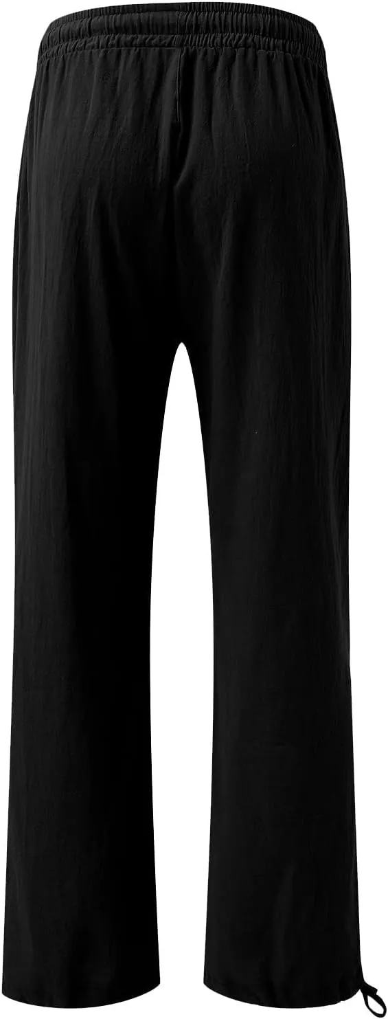 Flowy Pants for Women, Women Linen Palazzo Pants Summer Boho Wide Leg High Waist Casual Lounge Pant Trousers