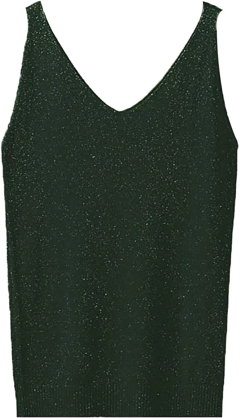 Formal Tops for Women Evening V Neck Sleeveless Glitter Tank Stylish Comfy Cute Party Club Western Shirts for Women