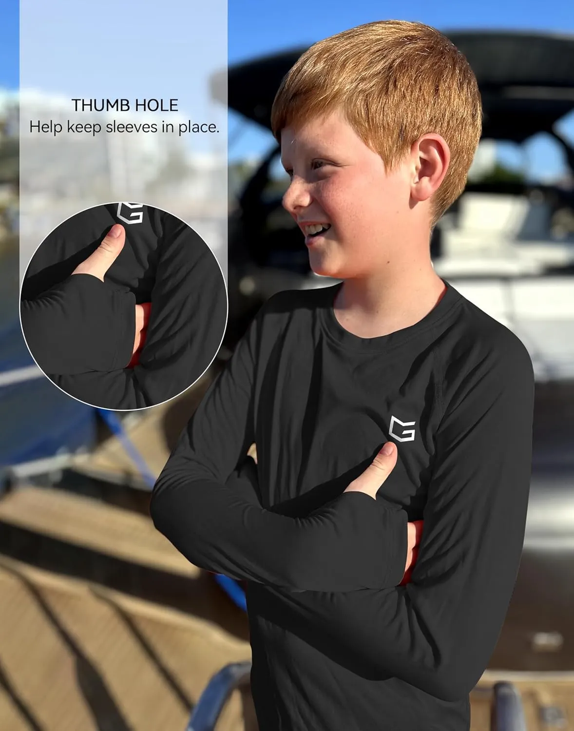 G Gradual Boy's Rash Guard UPF 50  Sun Protection Shirt Quick Dry Long Sleeve Swim Shirts Lightweight SPF Youth Fishing Shirt