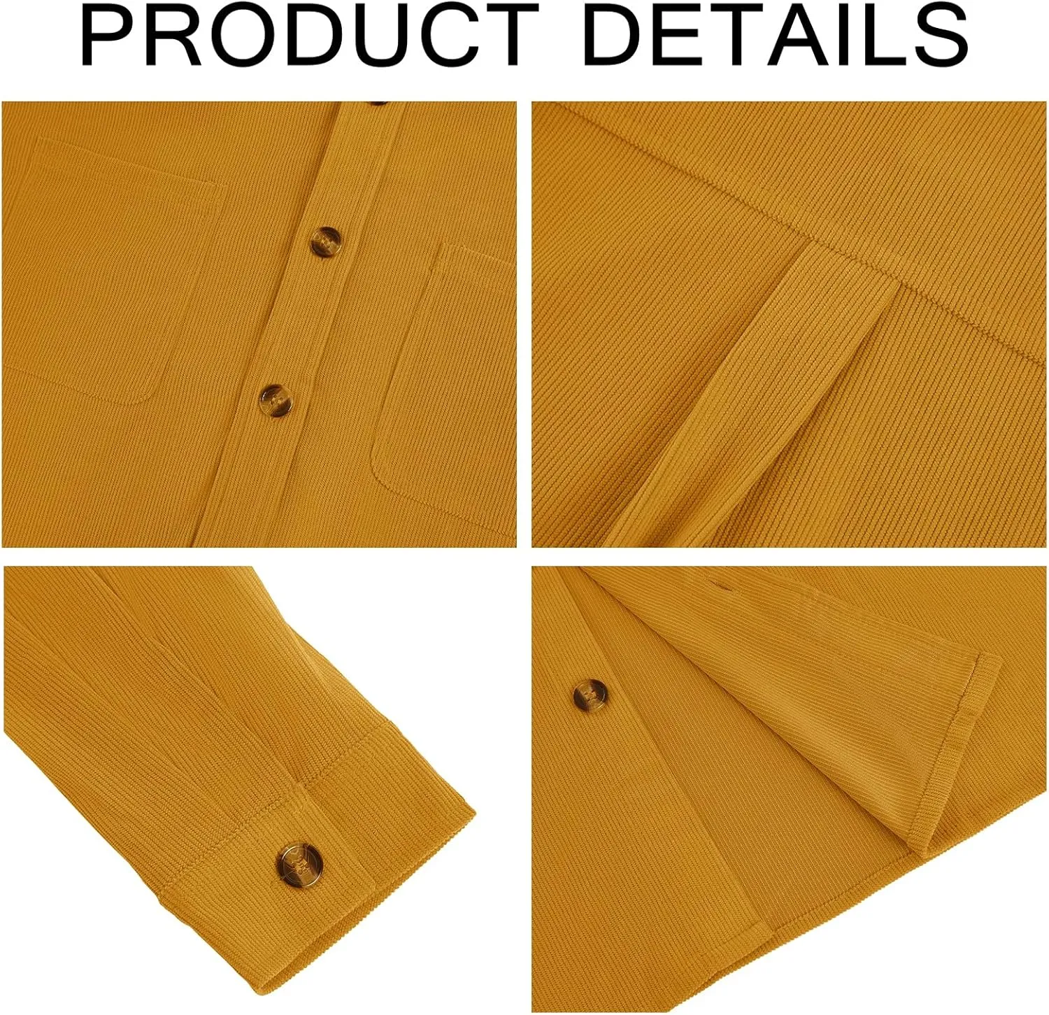 Gafeng Men's Casual Button Down Shirts Corduroy Long Sleeve Regular Fit Shacket Jacket with Flap Pocket