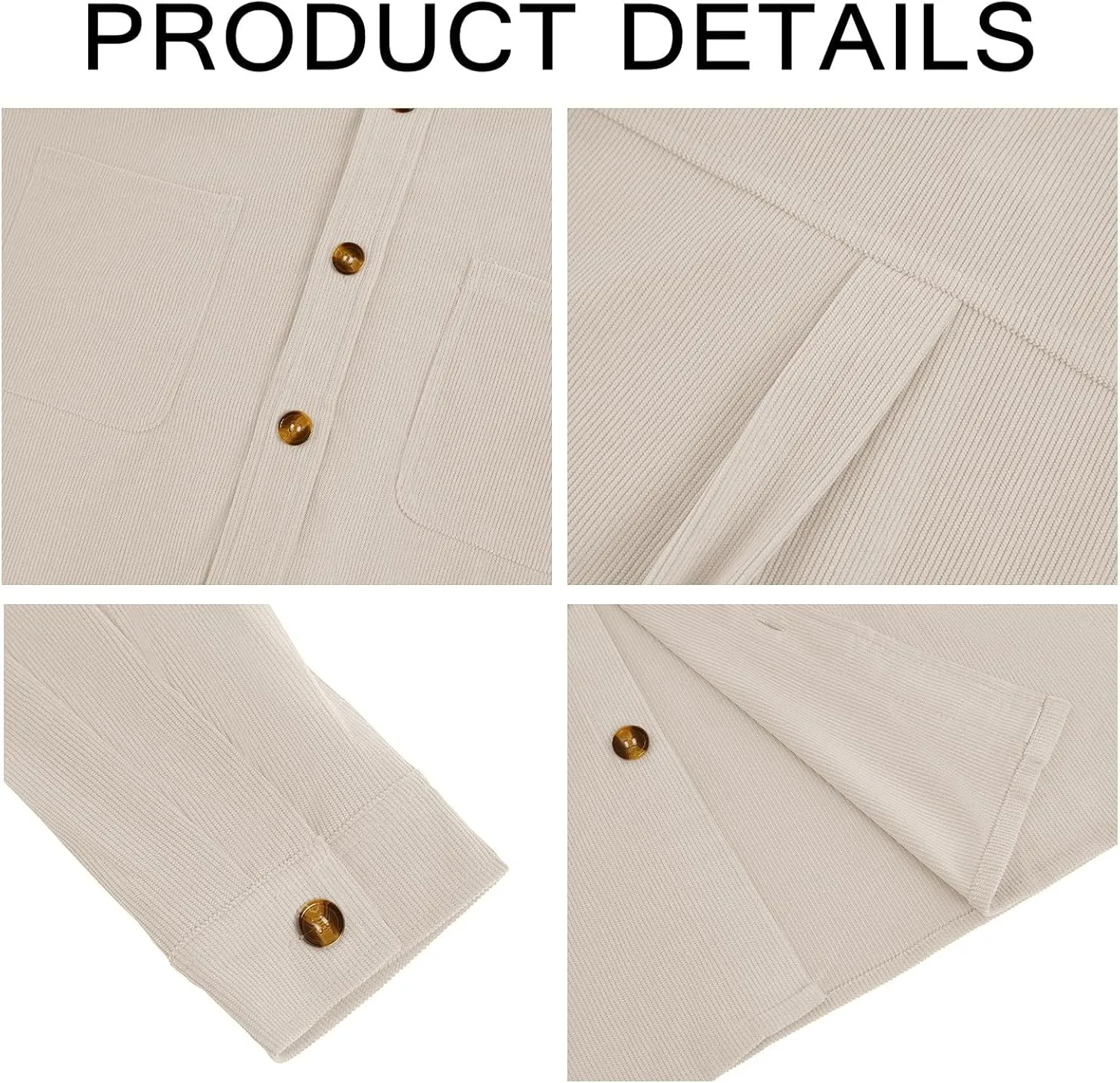 Gafeng Men's Casual Button Down Shirts Corduroy Long Sleeve Regular Fit Shacket Jacket with Flap Pocket