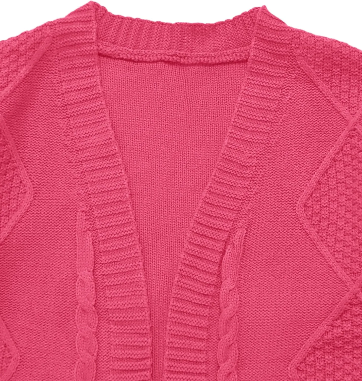 Girls Open Front Cardigan Midi Length Long Sleeve Knit Sweater School Uniform Sweater Outwears with Pockets 5-14 Years