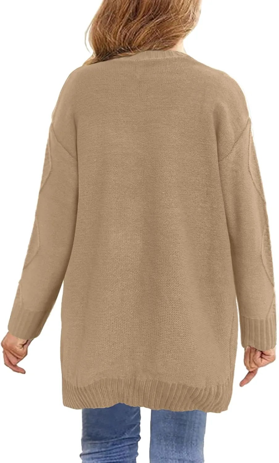 Girls Open Front Cardigan Midi Length Long Sleeve Knit Sweater School Uniform Sweater Outwears with Pockets 5-14 Years
