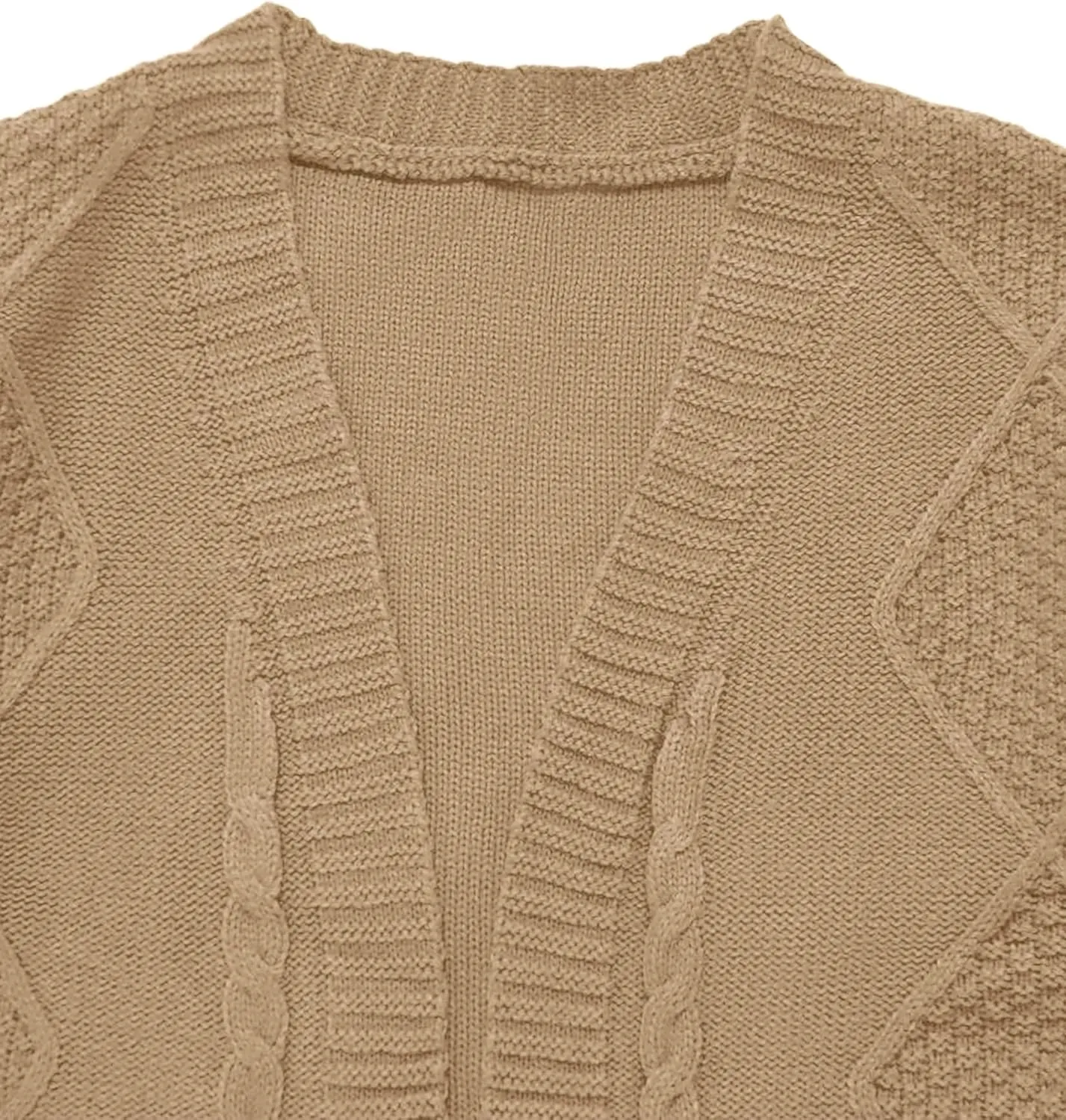 Girls Open Front Cardigan Midi Length Long Sleeve Knit Sweater School Uniform Sweater Outwears with Pockets 5-14 Years