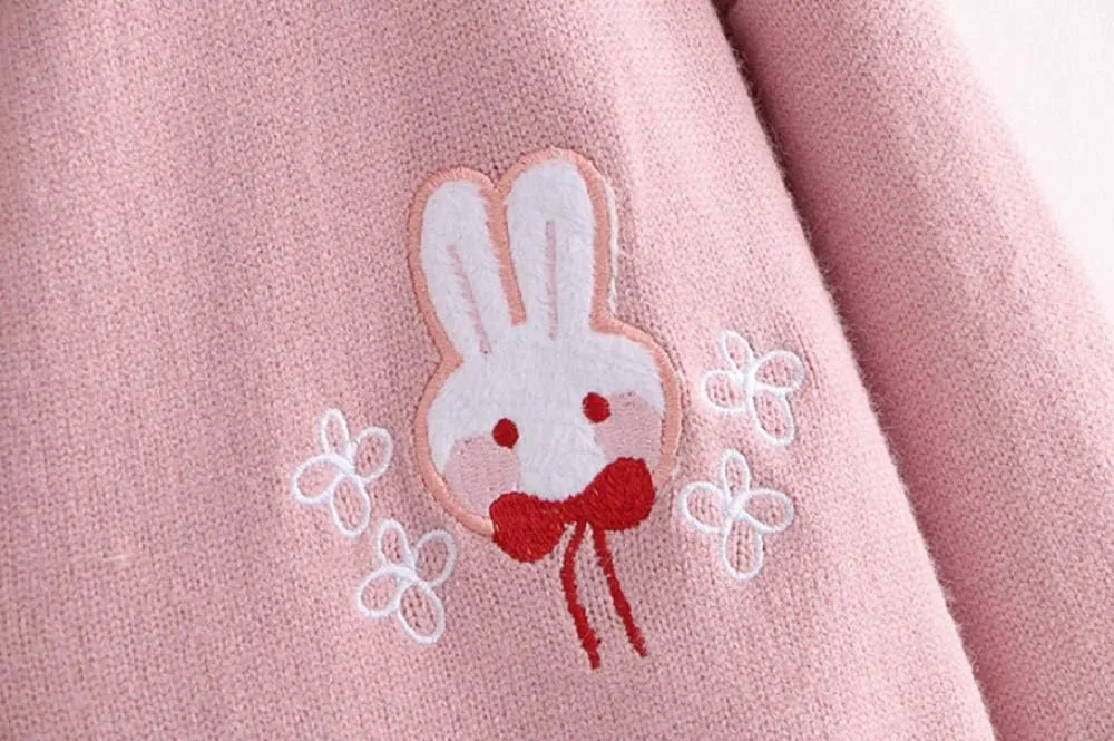 GK-O Mori Girl Kawaii Rabbit Japan JK Uniform Knit Cardigan Sweater Girl School Cosplay Sweater