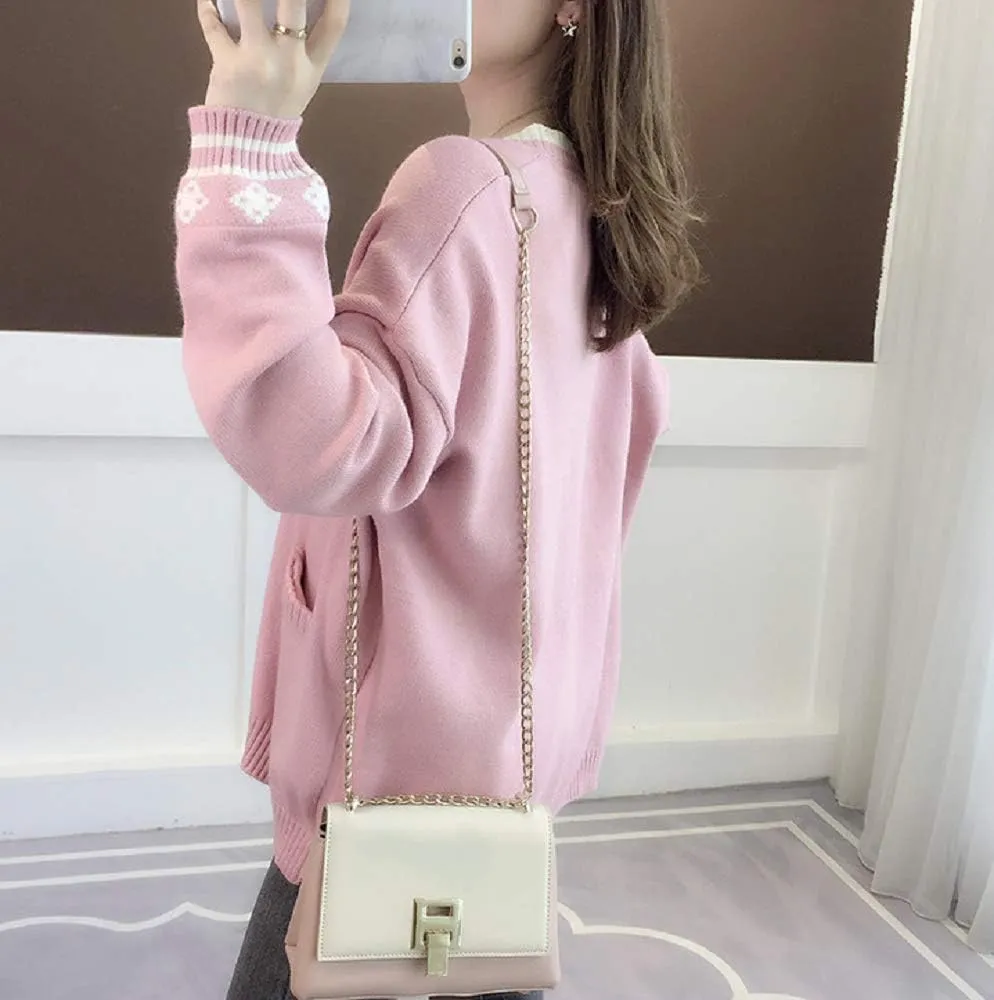 GK-O Mori Girl Kawaii Rabbit Japan JK Uniform Knit Cardigan Sweater Girl School Cosplay Sweater