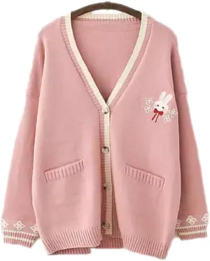 GK-O Mori Girl Kawaii Rabbit Japan JK Uniform Knit Cardigan Sweater Girl School Cosplay Sweater