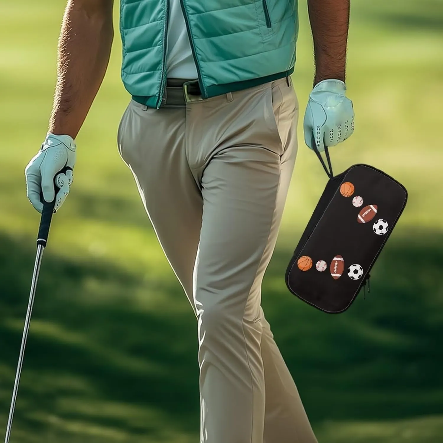 Golf Ball Bag Pouch, Golf Essentials Accessory Bag, Golf Valuables Pouch Golf Gifts for Men Golf Accessories Case Bag