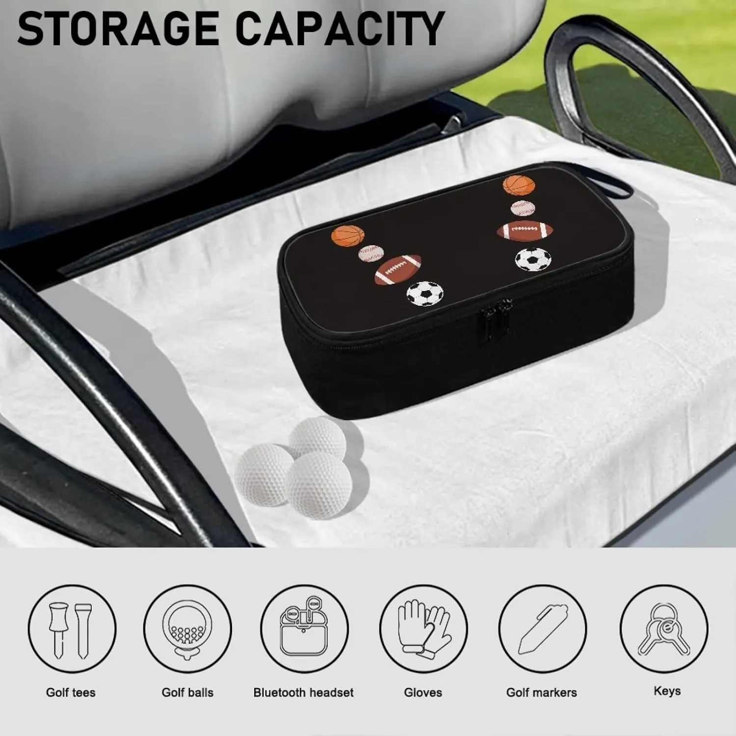 Golf Ball Bag Pouch, Golf Essentials Accessory Bag, Golf Valuables Pouch Golf Gifts for Men Golf Accessories Case Bag